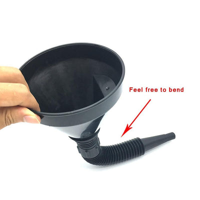 2 in 1 Car Black Plastic Flexible Can Spout Filter Gas Oil Water Fuel Funnel - KinglyDay