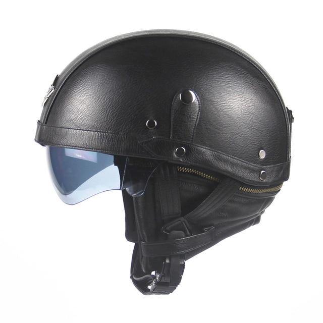 KLD23215738 Motorcycle Helmet PU Leather Retro - KinglyDay