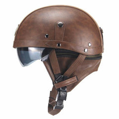 KLD23215738 Motorcycle Helmet PU Leather Retro - KinglyDay