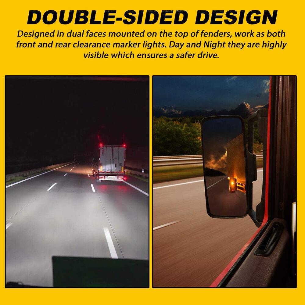 2PCS Amber Red 14 LED Trailer Fender Lights Clearance Marker Lights for Trucks 12V - KinglyDay