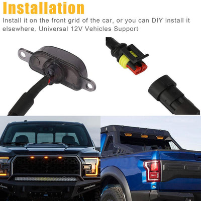 3PCS Raptor Style Smoked Lens Amber LED Front Grille Running Lights For Ford F150 - KinglyDay