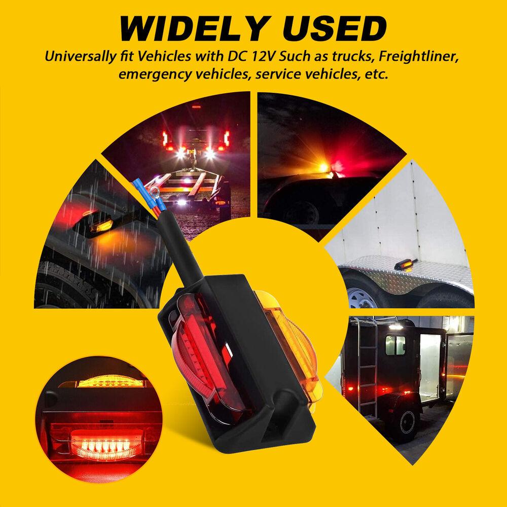 2PCS Amber Red 14 LED Trailer Fender Lights Clearance Marker Lights for Trucks 12V - KinglyDay