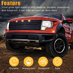 3PCS Raptor Style Smoked Lens Amber LED Front Grille Running Lights For Ford F150 - KinglyDay