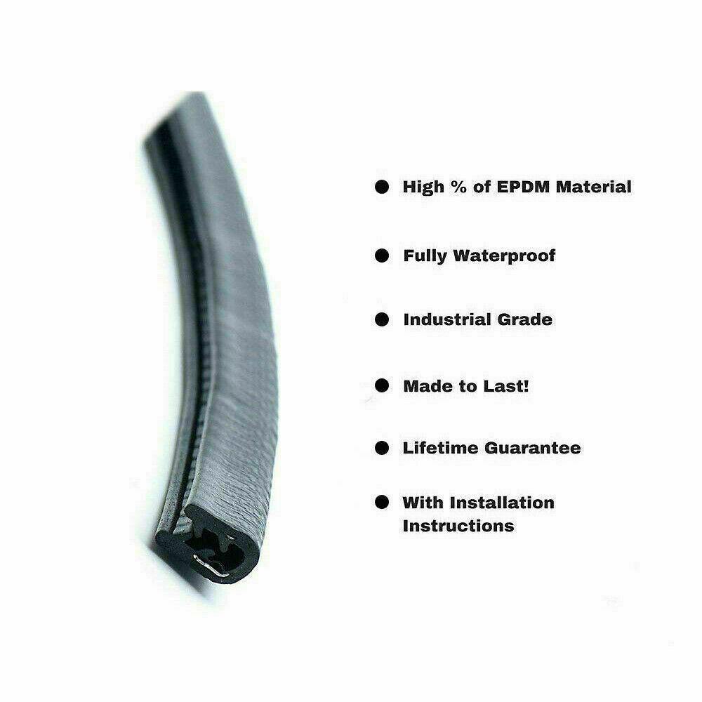 20FT Car Door Trim Edge Strip Lock Guard Moulding Rubber Seal Protector Black - KinglyDay