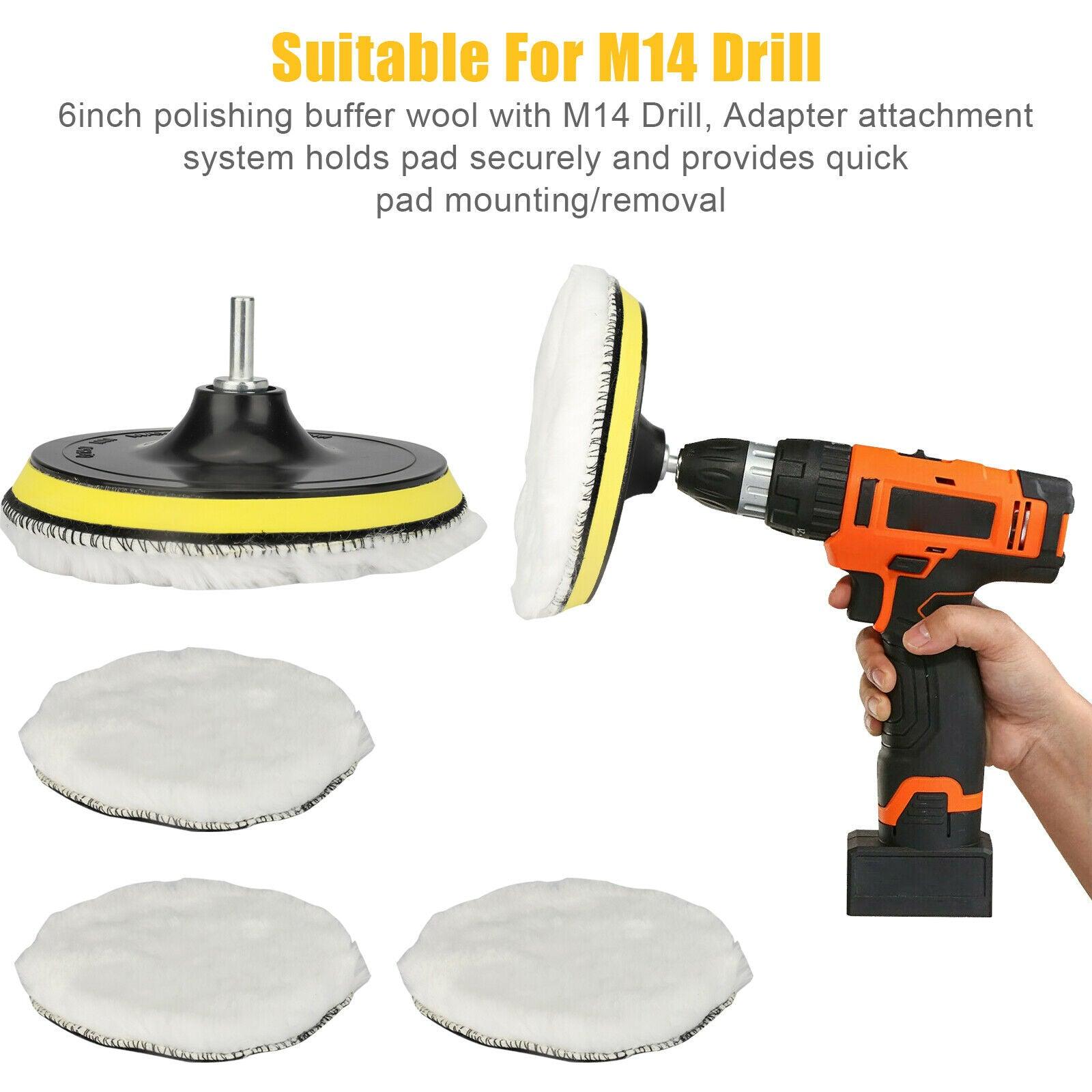 5PCS 6" Car Polishing Pads Buffing Wool Wheel Mop Kit Buffer Pad Polisher Washable - KinglyDay