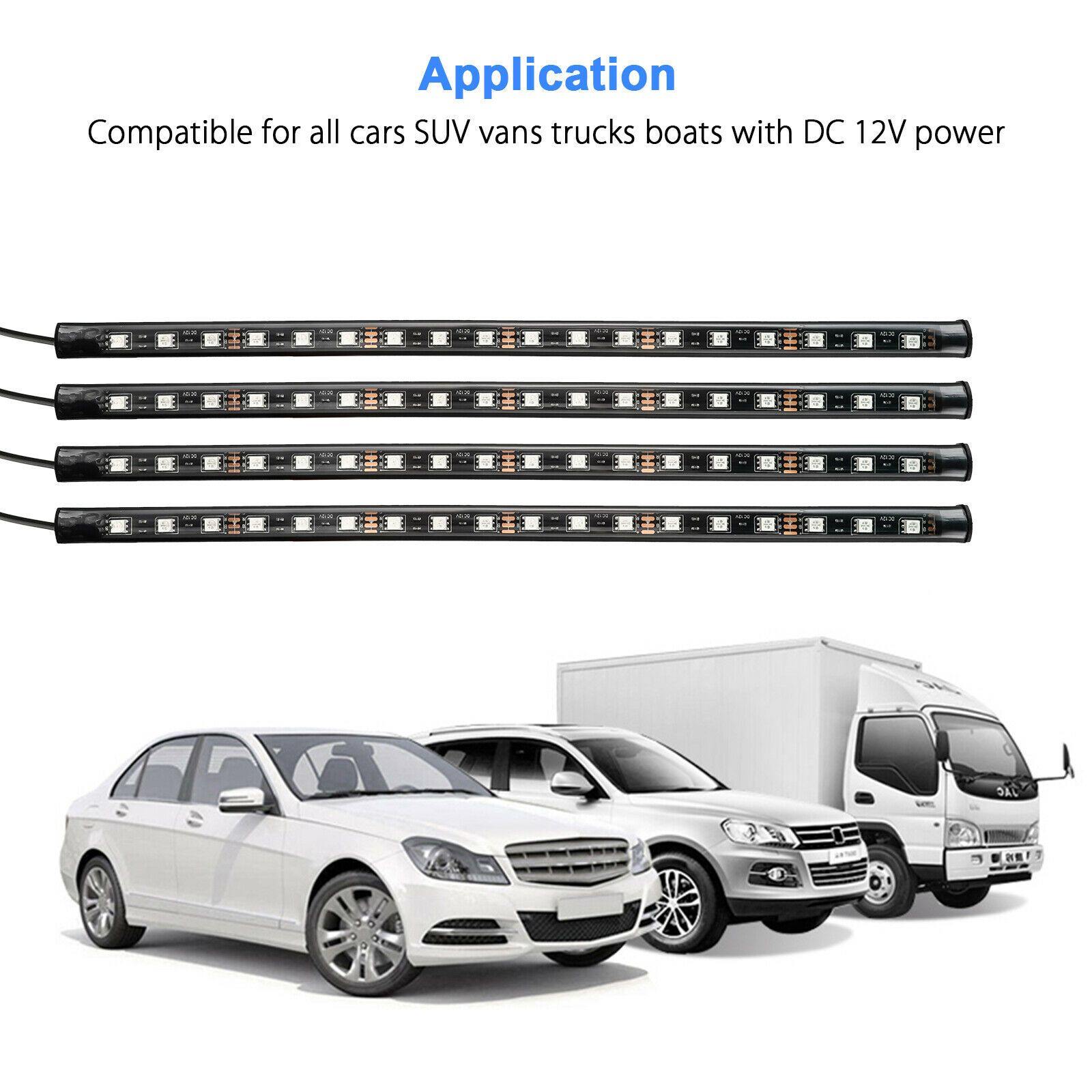 4PCS 72 LED Car Interior Cigarette Lighter Atmosphere Light Strip Remote Control - KinglyDay