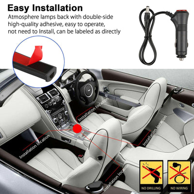 4PCS 72 LED Car Interior Cigarette Lighter Atmosphere Light Strip Remote Control - KinglyDay