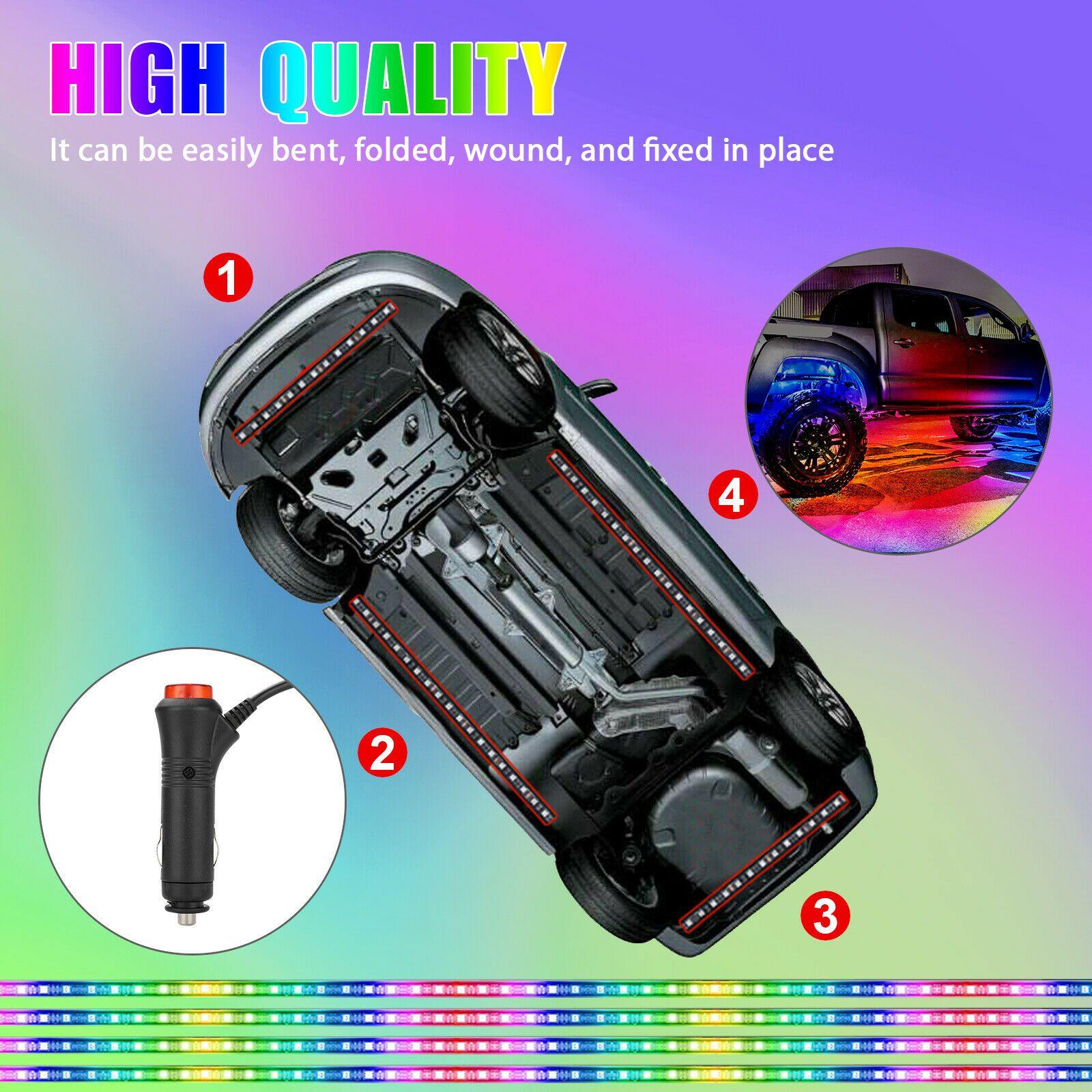 4PCS 36"/24" LED Car Interior Neno Atmosphere Strip Light Lamp APP Music Control - KinglyDay