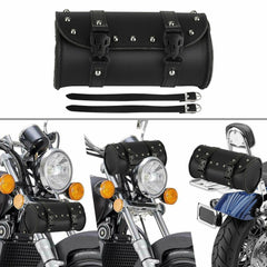 Motorcycle Front Fork Tool Bag Pouch Storage Luggage SaddleBag Leather Handlebar - KinglyDay