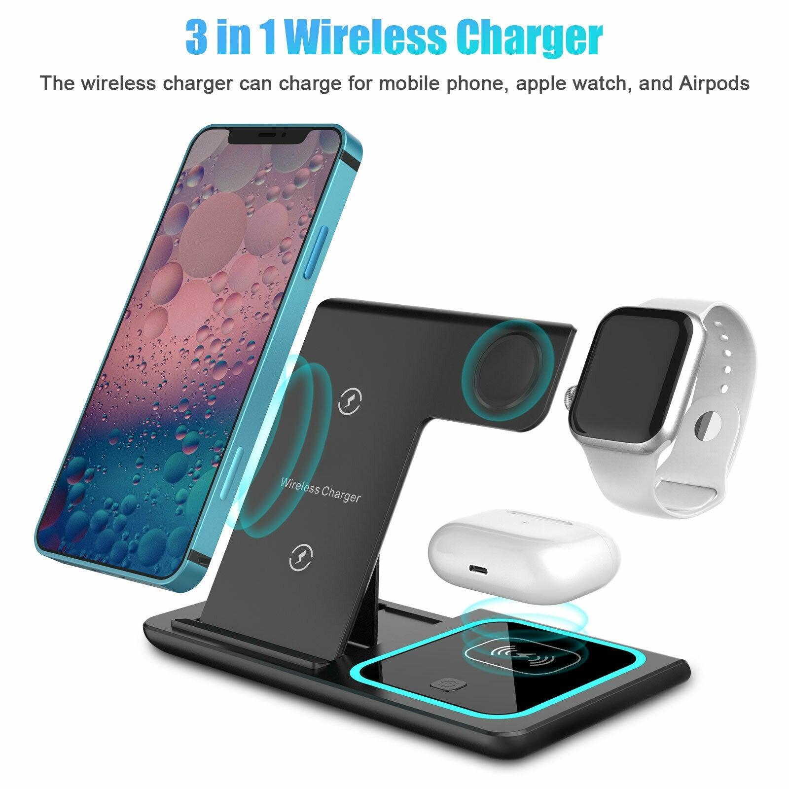 3-in-1 Wireless Car Charging Station for iPhone, iWatch, Samsung AirPods - Essential for RV Travel - KinglyDay