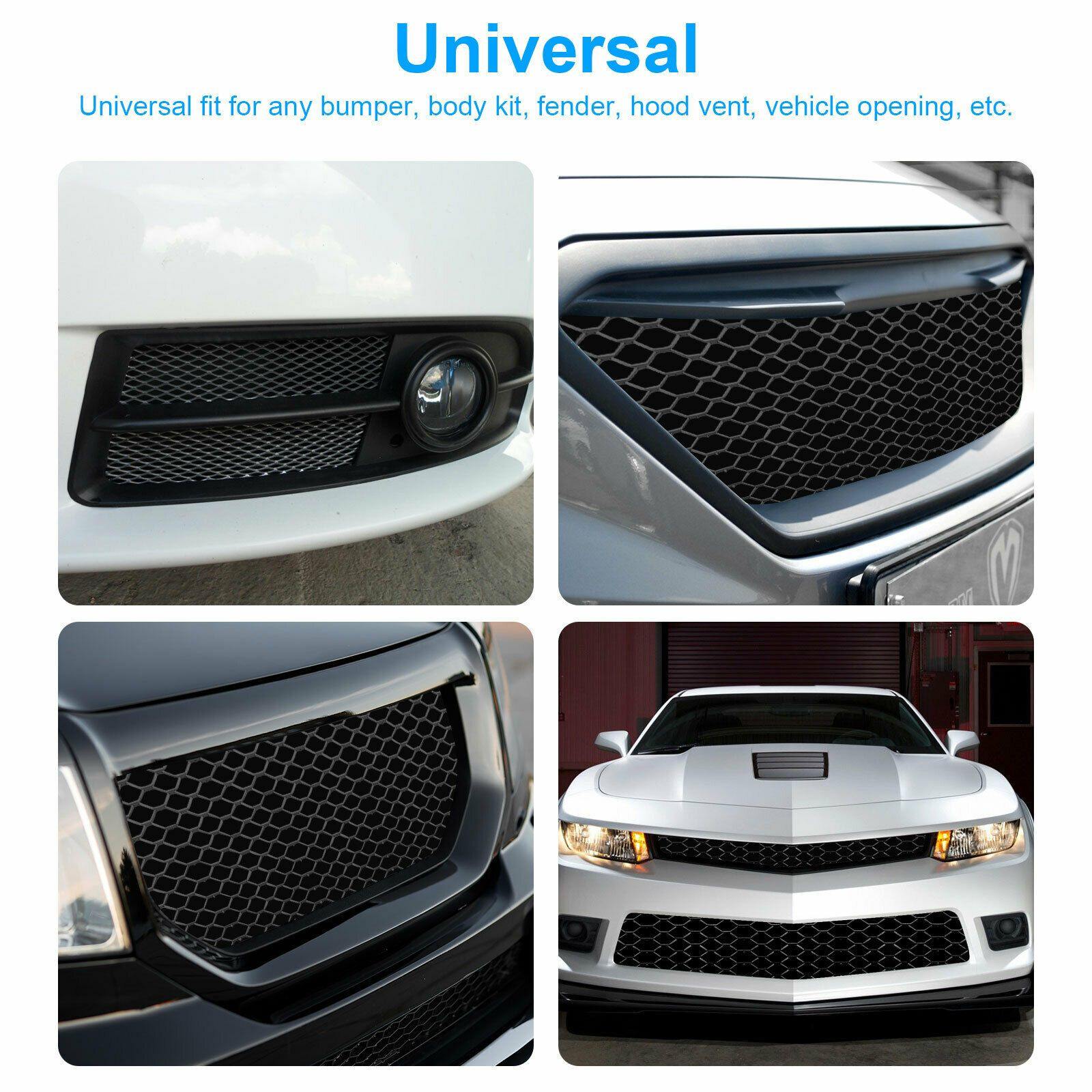 Universal Car Front Aluminum Mesh Grille Bumper Fender Hood Vent Grill Net Black - KinglyDay