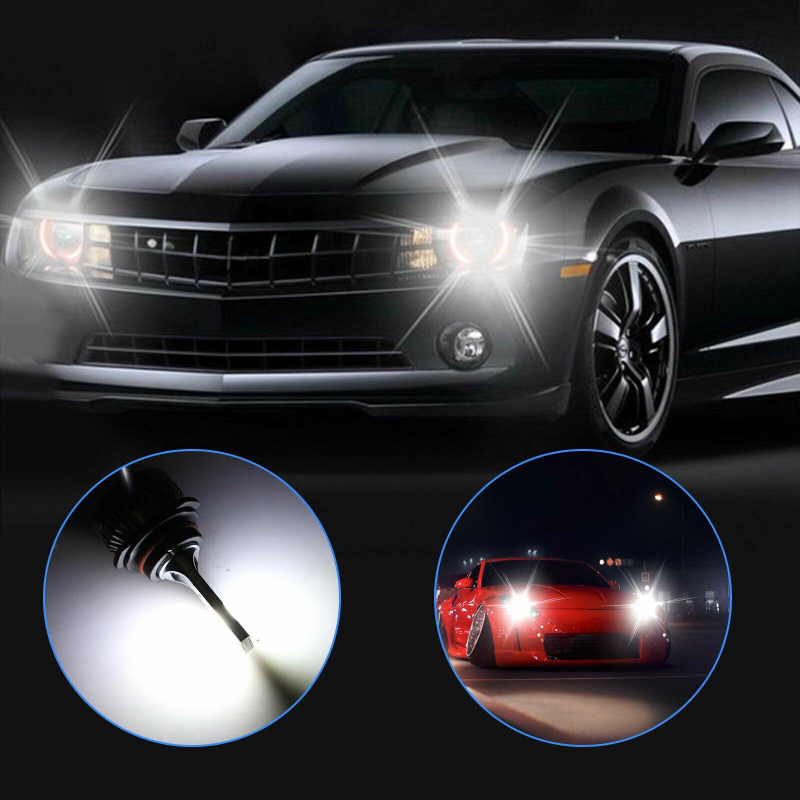 4PCS 9005 9006 Super White COB LED Combo Headlight Bulbs High Low Beam Kit 6000K - KinglyDay