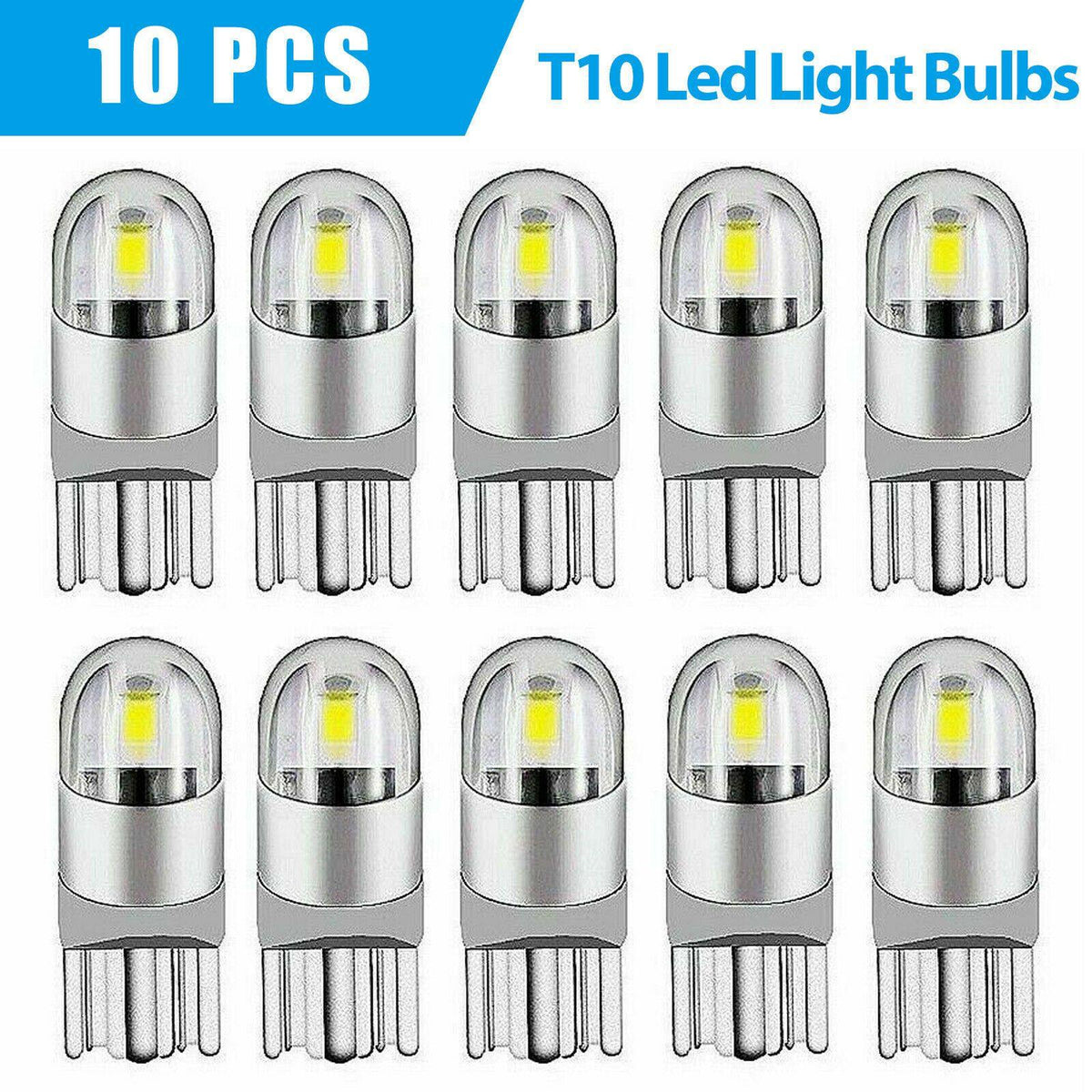 10PCS 6000K Canbus T10 168 194 W5W Dome License Side Marker LED Light Bulb White - KinglyDay