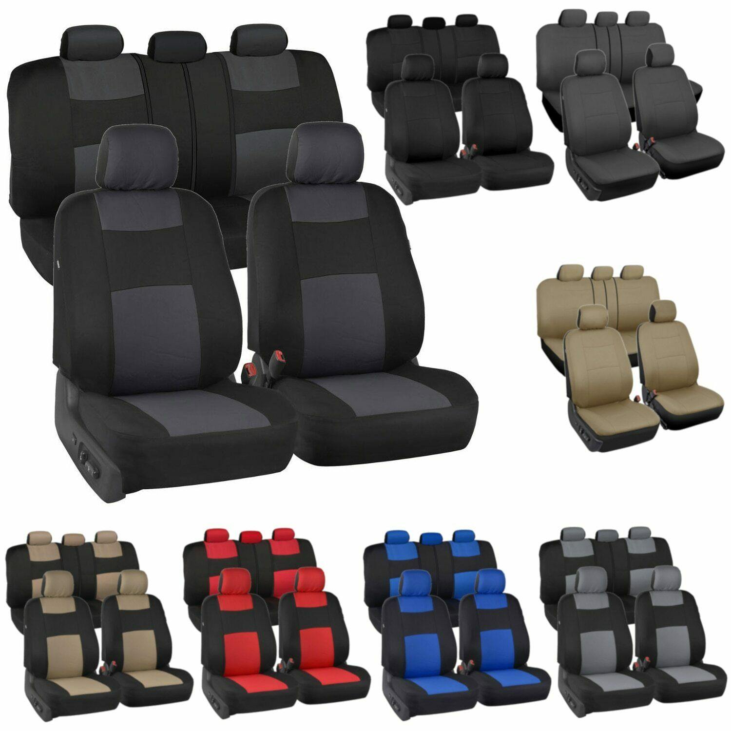 Auto Seat Covers for Car Truck SUV Van - Universal Protectors Polyester 12 Color - KinglyDay