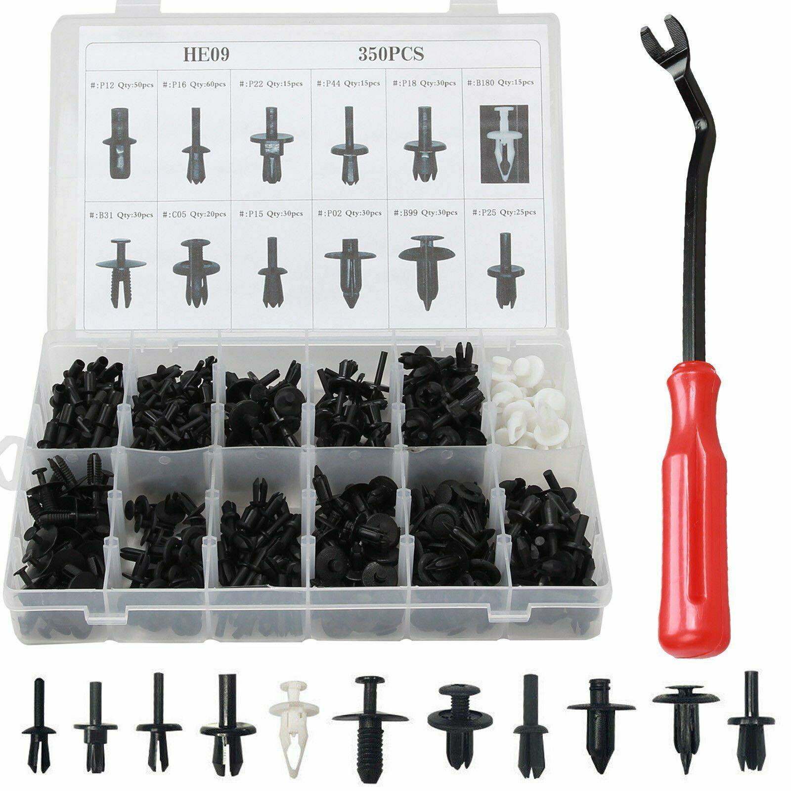 350Pcs Plastic Car Body Push Pin Rivet Fasteners Trim Moulding Clip Screwdriver - KinglyDay