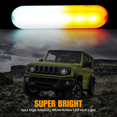4PCS Amber/White 6LED Car Truck Emergency Beacon Warning Hazard Flash Strobe Light - KinglyDay