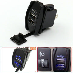 12-24V 3.1A Dual LED USB Car Auto Power Supply Charger Port Socket Waterproof - KinglyDay