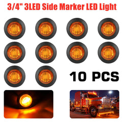 10X Round Amber 3/4'' Side Marker LED Bullet Clearance Light For Truck Trailer - KinglyDay