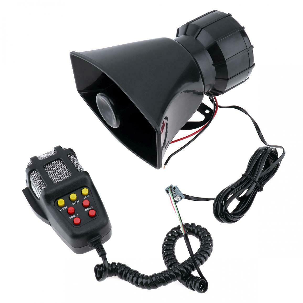 12V 7 Sound Loud Car Warning Alarm Siren Horn PA Speaker Loudspeaker MIC System - KinglyDay