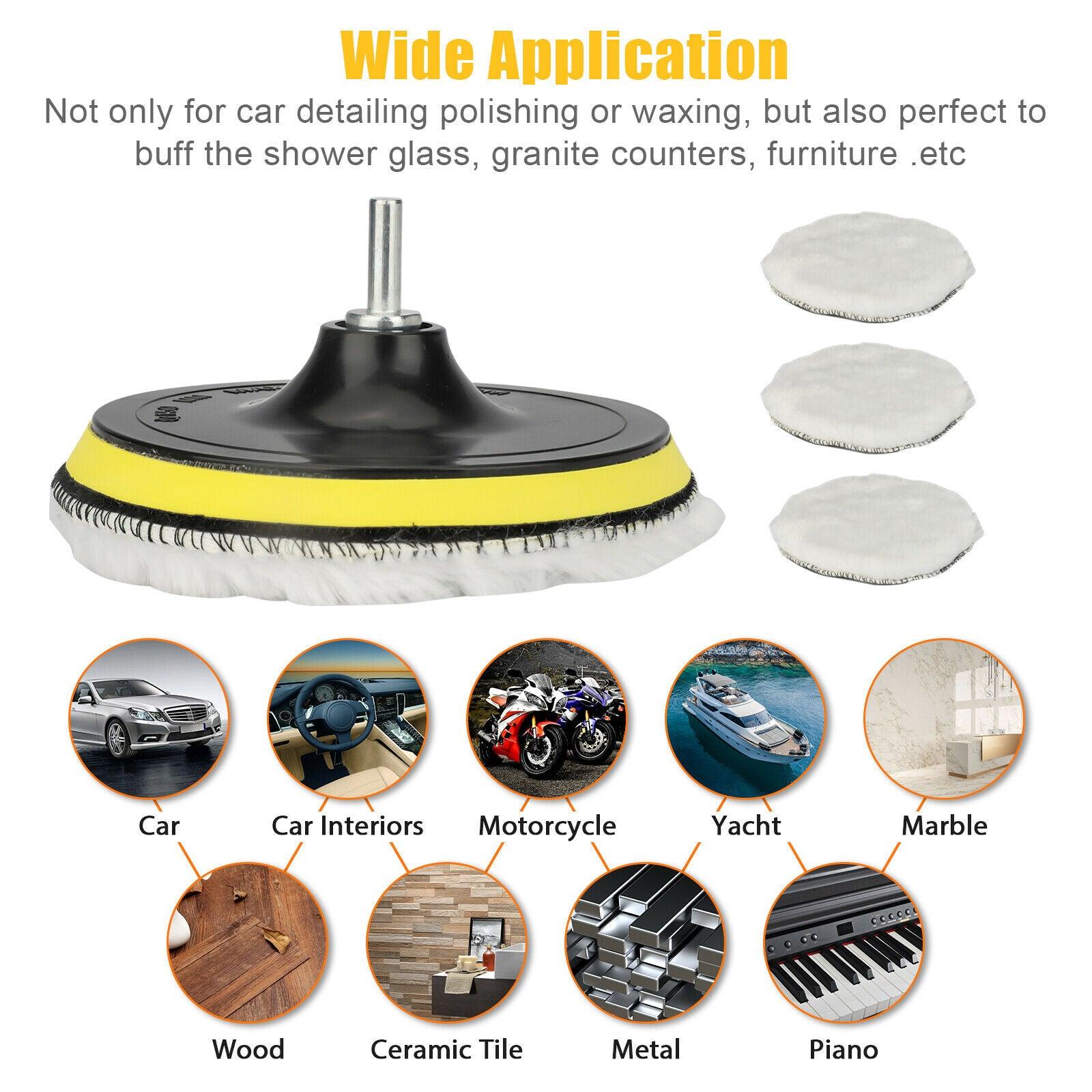 5PCS 6" Car Polishing Pads Buffing Wool Wheel Mop Kit Buffer Pad Polisher Washable - KinglyDay