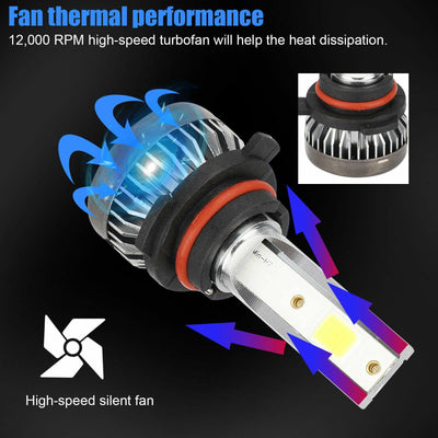 4PCS 9005 9006 Super White COB LED Combo Headlight Bulbs High Low Beam Kit 6000K - KinglyDay