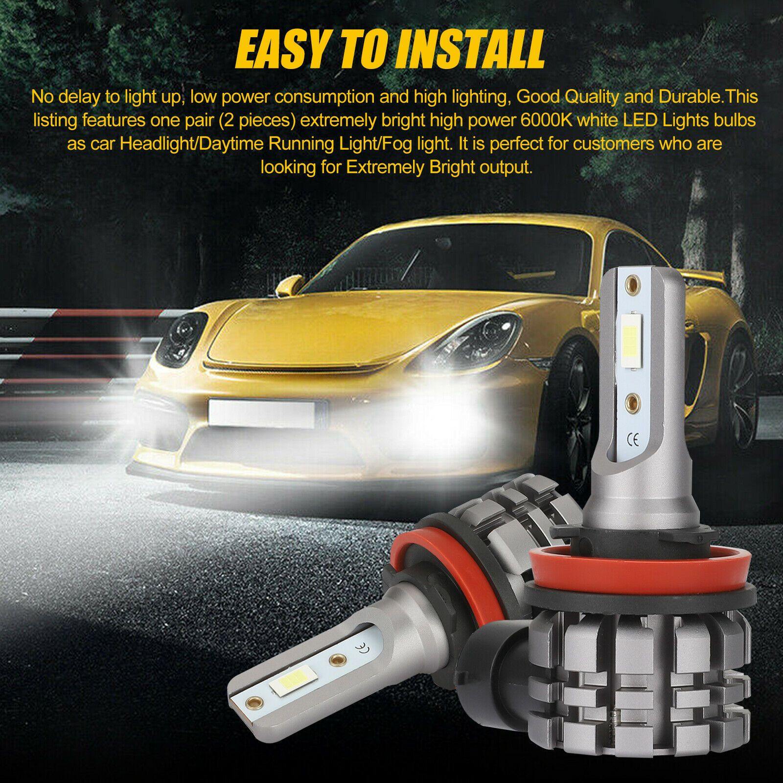 2PCS H8 H9 H11 H16 Super Bright LED Fog Light DRL Driving Bulbs 4000LM 6000K White - KinglyDay