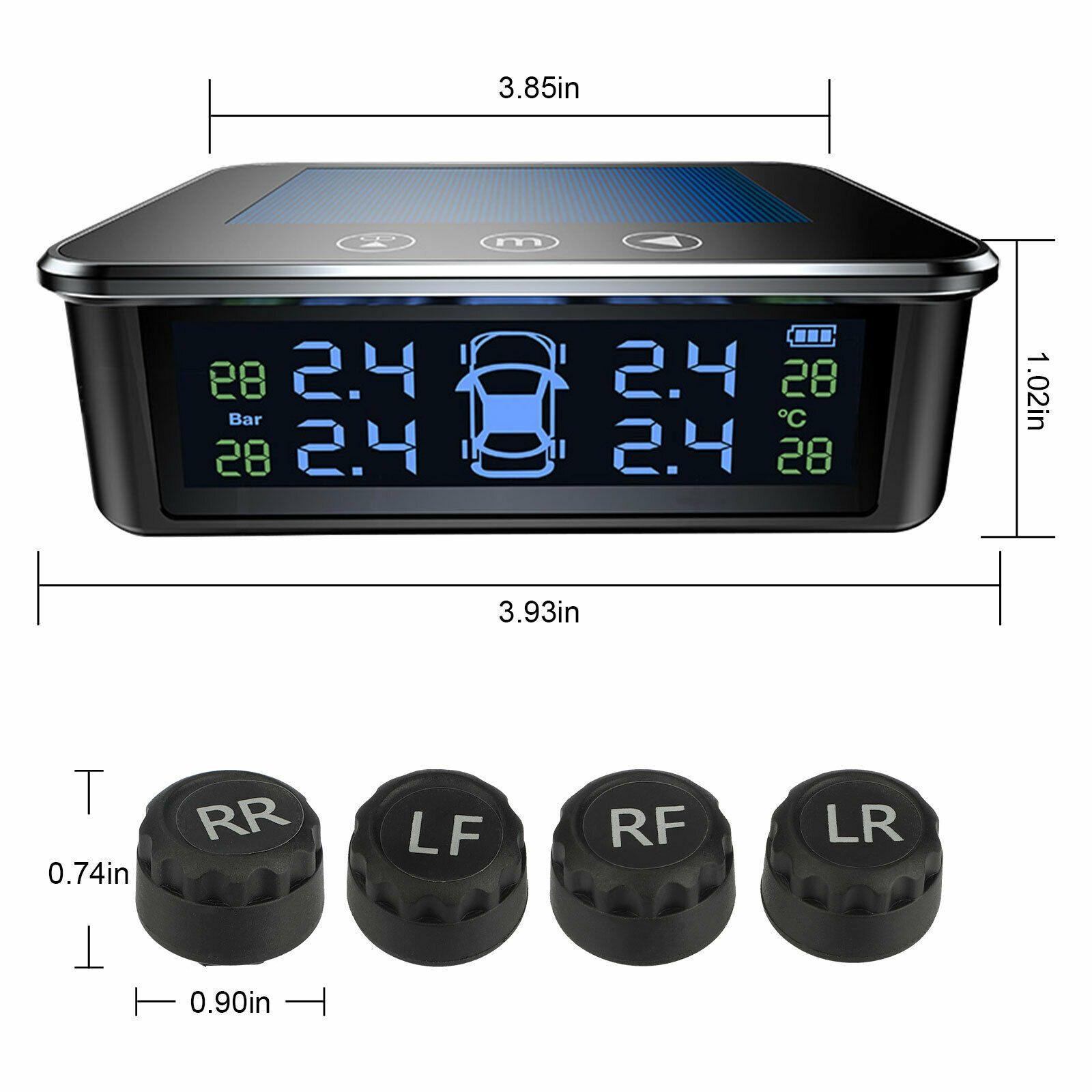 Touch Solar TPMS Wireless Car Tire Pressure LCD Monitoring System + 4 Sensors - KinglyDay