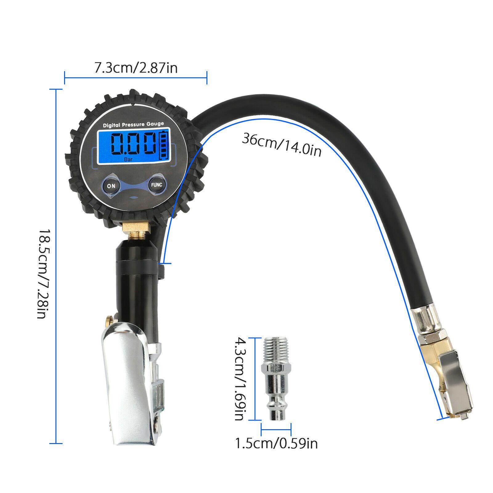 200 PSI LCD Digital Pressure Gauge Air Tire Inflator Air Chuck for Car Vehicles - KinglyDay