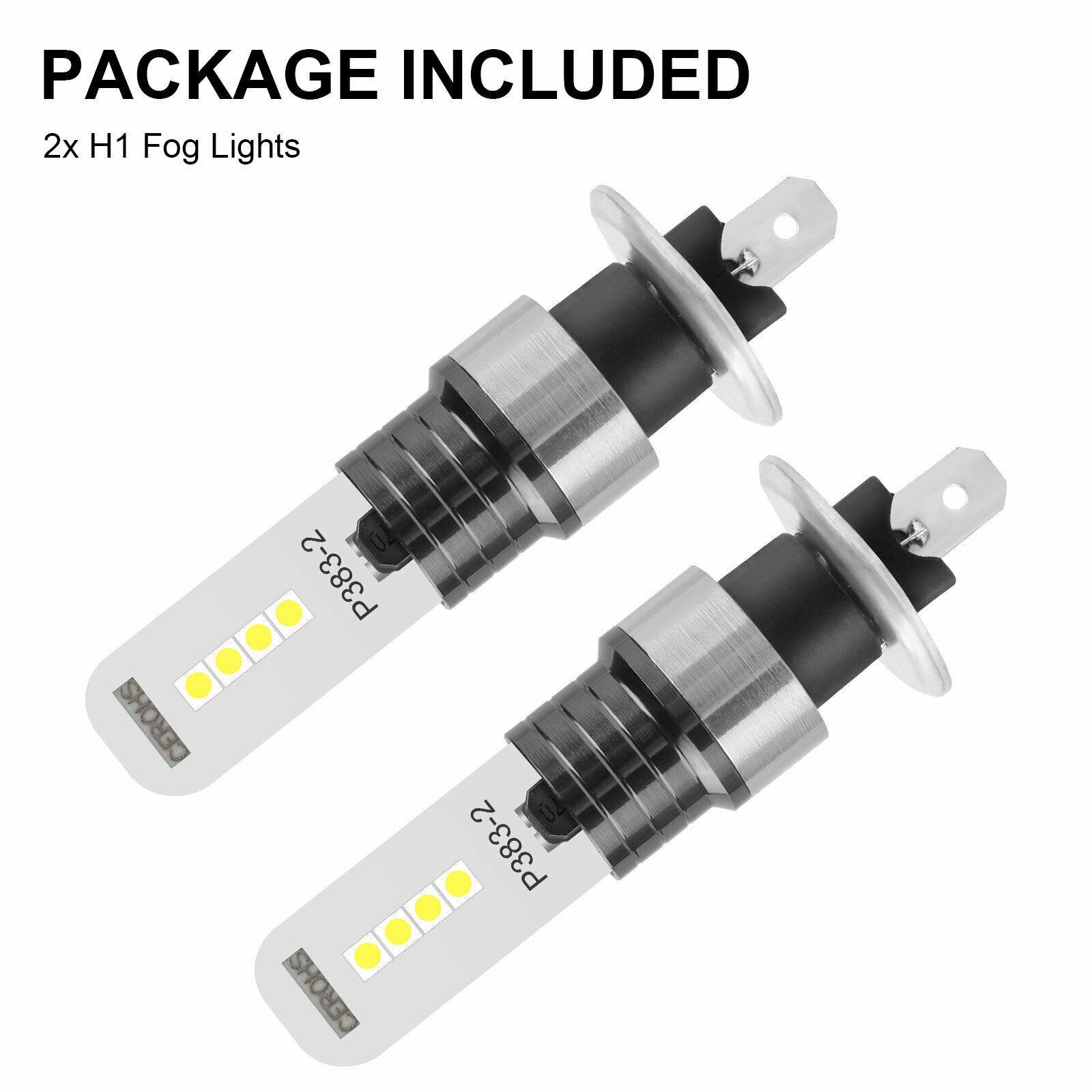 2X H1 Super Bright COB LED Fog Driving DRL Light Bulbs 100W 10000LM 6000K White - KinglyDay