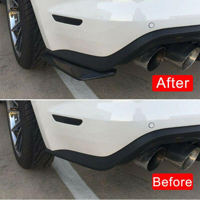 2PCS Car Auto Carbon Fiber Rear Bumper Lip Diffuser Splitter Canard Protector Top - KinglyDay