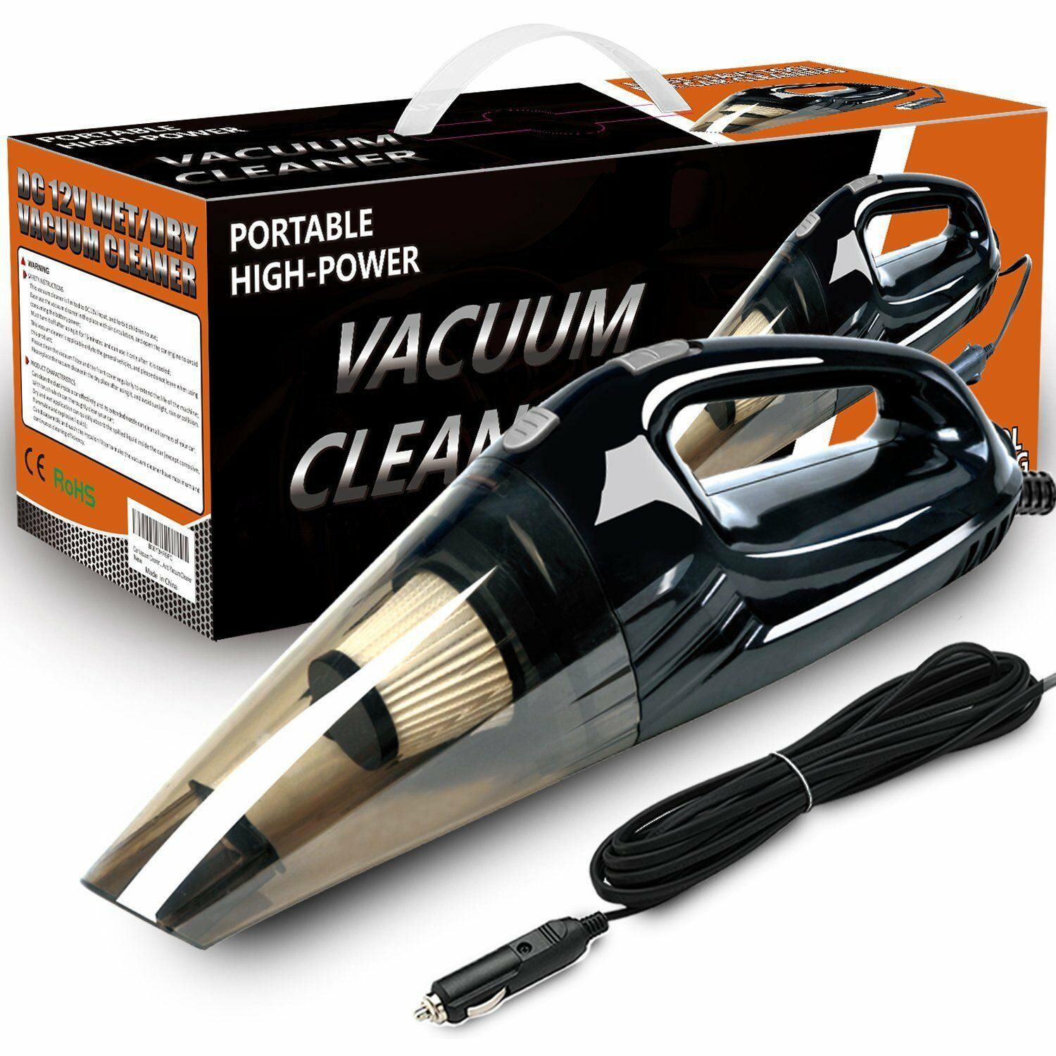 Powerful Car Vacuum Cleaner, Portable Wet & Dry Handheld Strong Suction Cleaner - KinglyDay