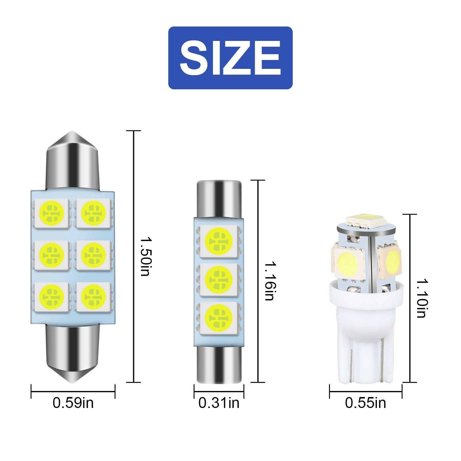 9X White 6000K T10 194 168 W5W LED License Plate Dome Interior Light Bulb + Tool - KinglyDay