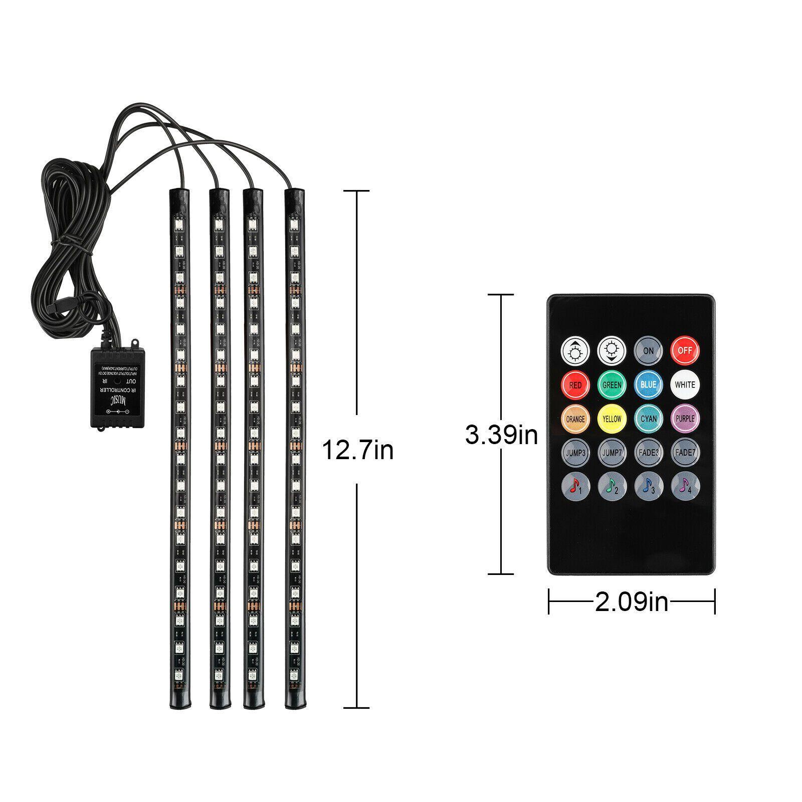 4PCS 72 LED Car Interior Cigarette Lighter Atmosphere Light Strip Remote Control - KinglyDay