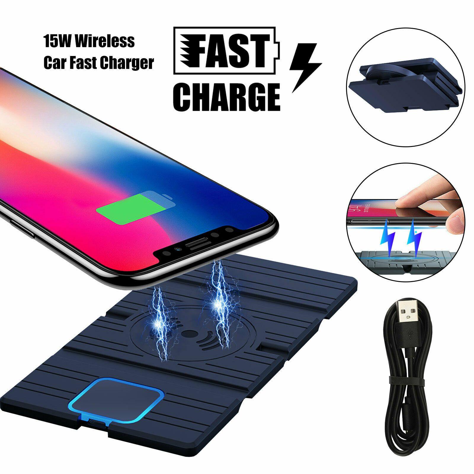 Fast Charging Car Wireless Phone Charger Pad Mat Mount For iPhone 12 Samsung S10 - KinglyDay