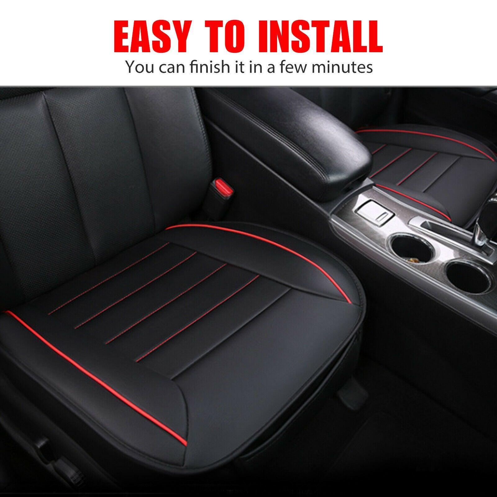 Universal Deluxe PU Leather Car SUV Front Seat Cushion Cover Set Full Surround - KinglyDay