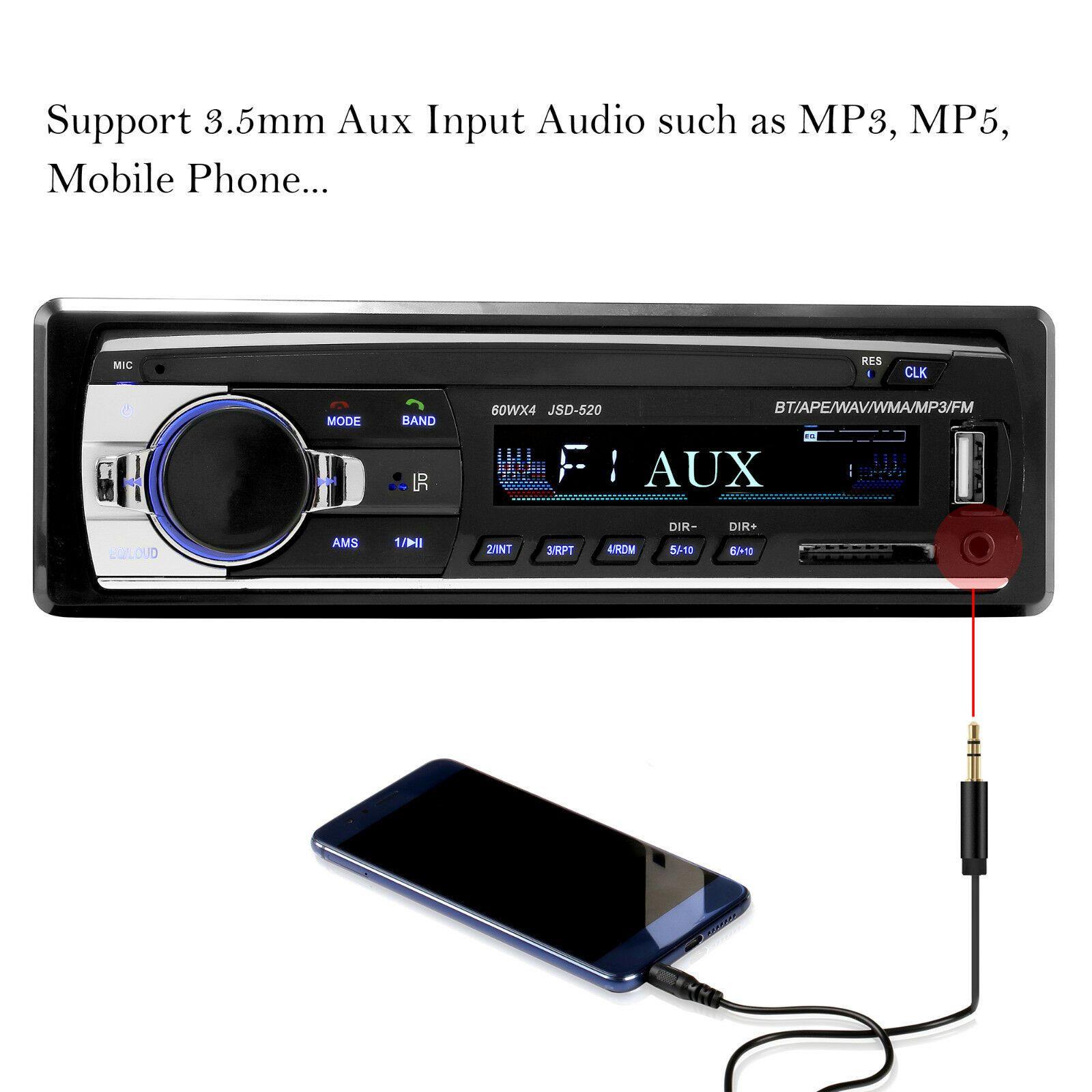 Bluetooth Car Stereo Audio In-Dash FM Aux Input Receiver SD USB MP3 Radio Player - KinglyDay