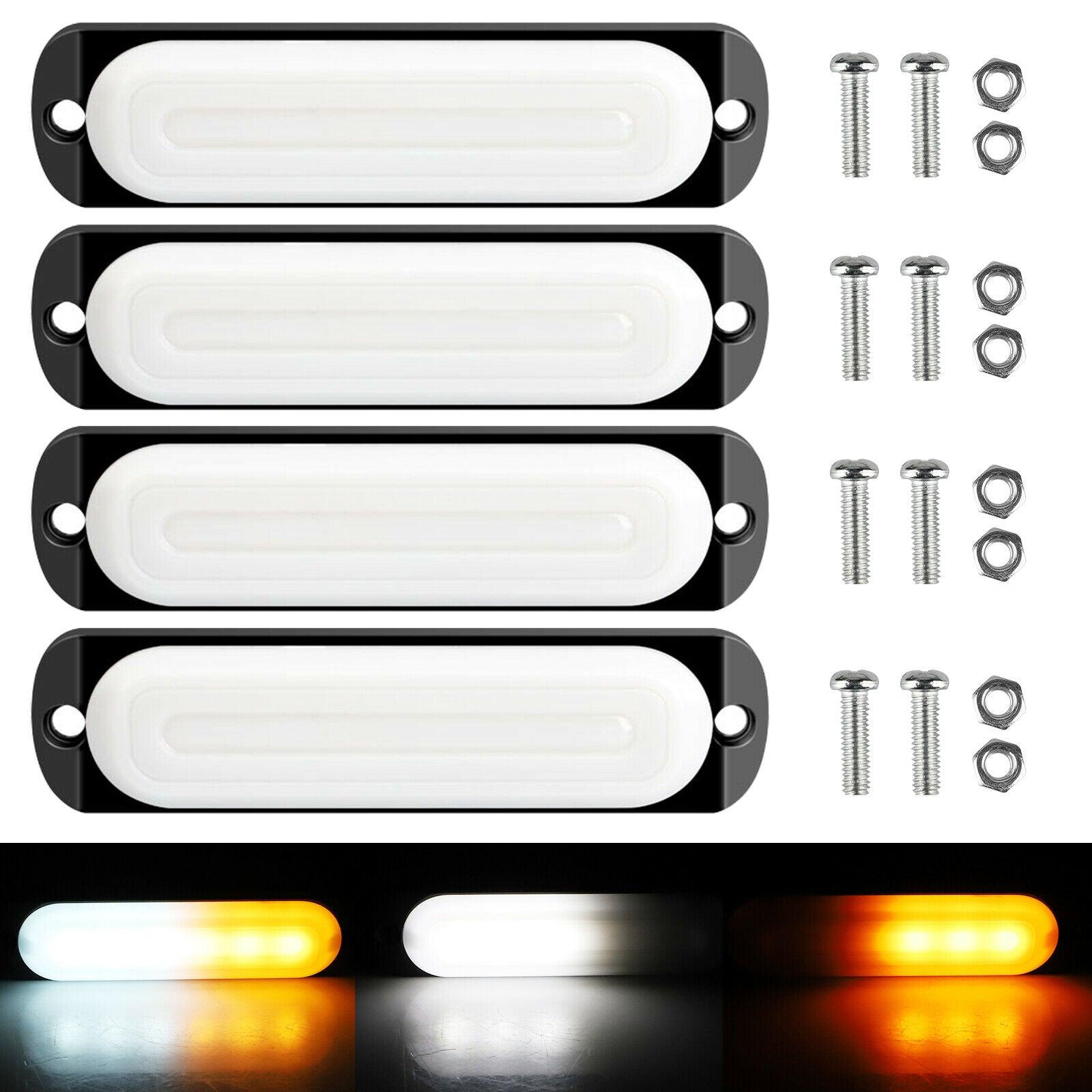 4PCS Amber/White 6LED Car Truck Emergency Beacon Warning Hazard Flash Strobe Light - KinglyDay