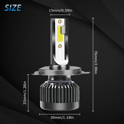 2X H4 9003 CREE LED Headlight Conversion Kit 100W 12000LM Hi-Lo Beam Bulbs 6000K - KinglyDay
