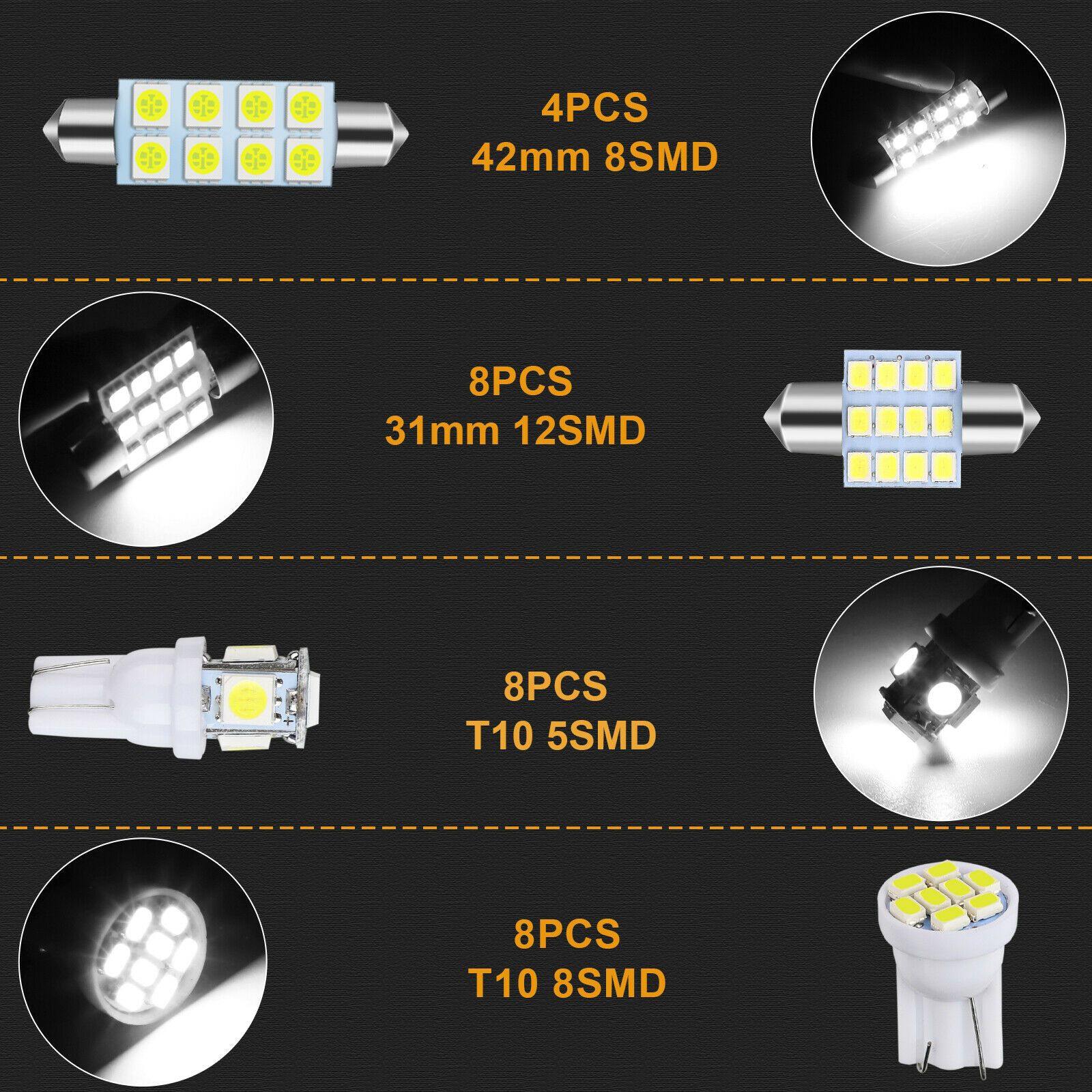 28PCS LED Lights Interior Package Kit for Dome License Plate Lamp Bulb 6000K White - KinglyDay