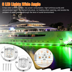 4PCS Red Green 6LED Round Marine Boat Courtesy Lights Cabin Deck Stern Navigatioin - KinglyDay