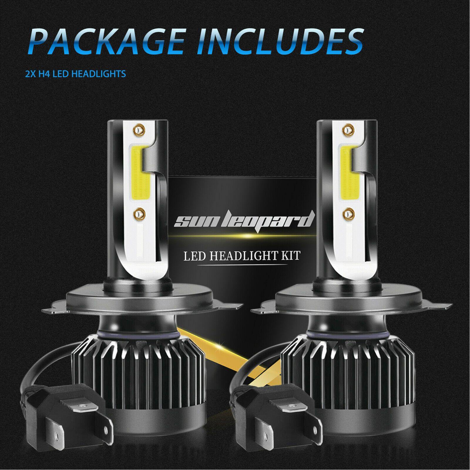 2X H4 9003 CREE LED Headlight Conversion Kit 100W 12000LM Hi-Lo Beam Bulbs 6000K - KinglyDay