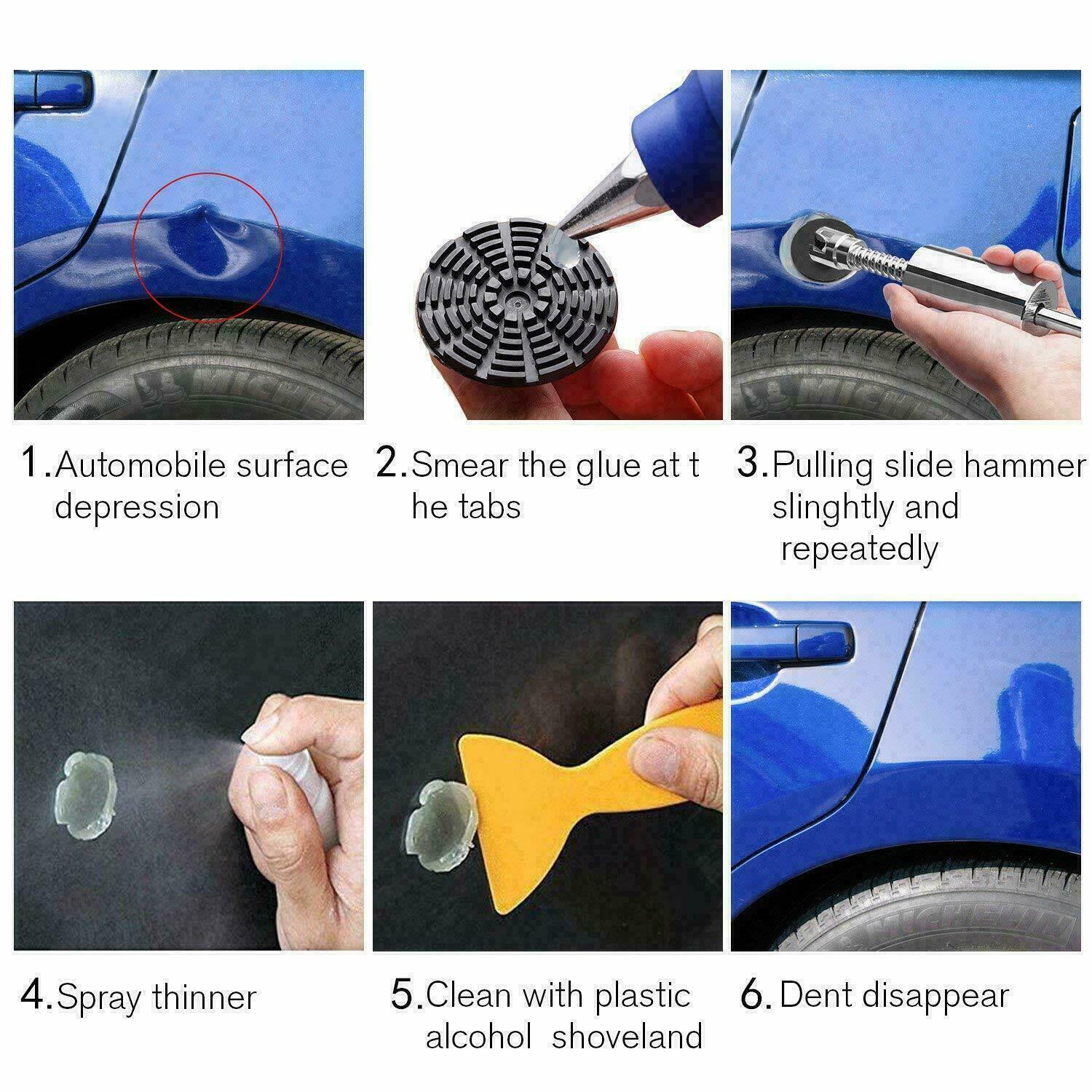 Car Body Dent Puller Hammer Tool Paintless Hail Damage Remover Repair Kit - KinglyDay