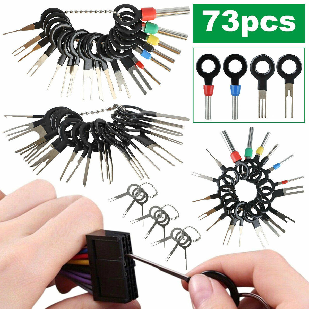 73PCS Wire Terminal Removal Tool Car Electrical Wiring Crimp Connector Pin Kit - KinglyDay