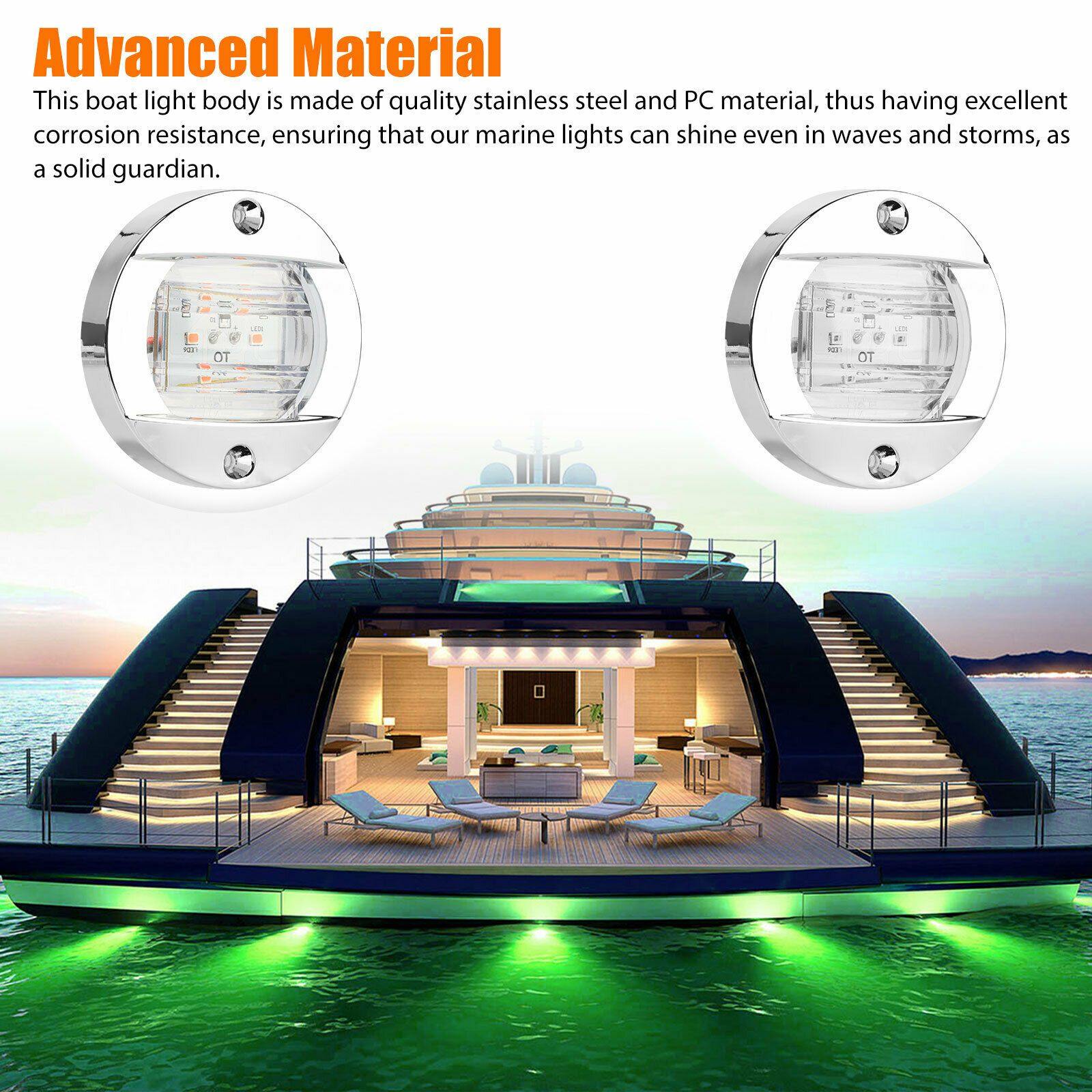 4PCS Red Green 6LED Round Marine Boat Courtesy Lights Cabin Deck Stern Navigatioin - KinglyDay