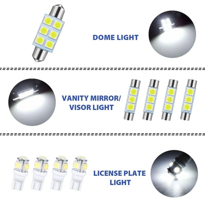 9X White 6000K T10 194 168 W5W LED License Plate Dome Interior Light Bulb + Tool - KinglyDay