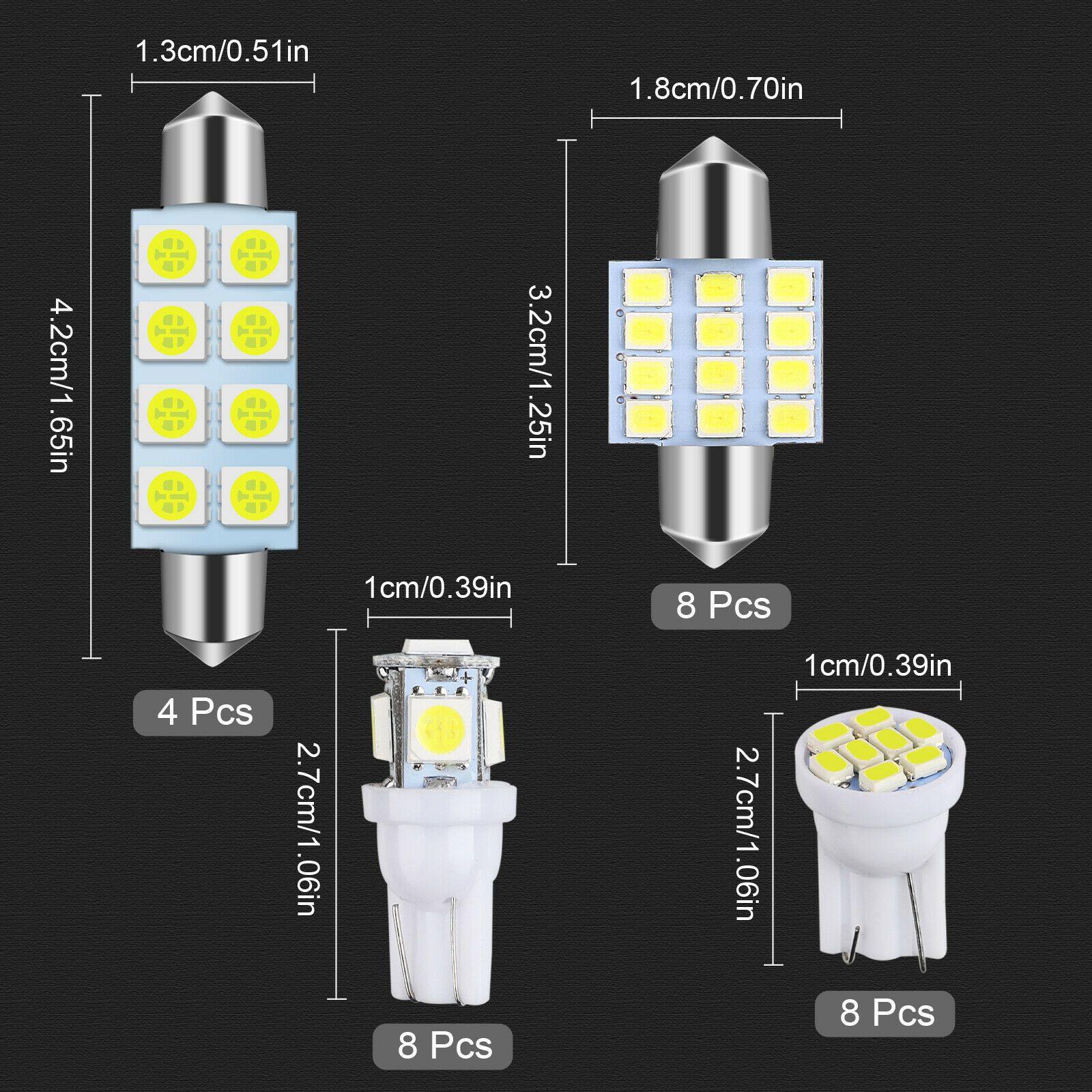 28PCS LED Lights Interior Package Kit for Dome License Plate Lamp Bulb 6000K White - KinglyDay