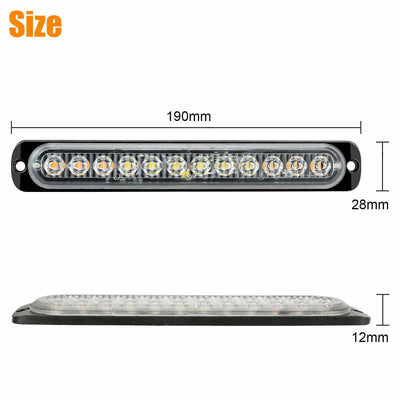 2x Amber/White 12LED Car Truck Emergency Hazard Flash Strobe Dash Warning Light - KinglyDay