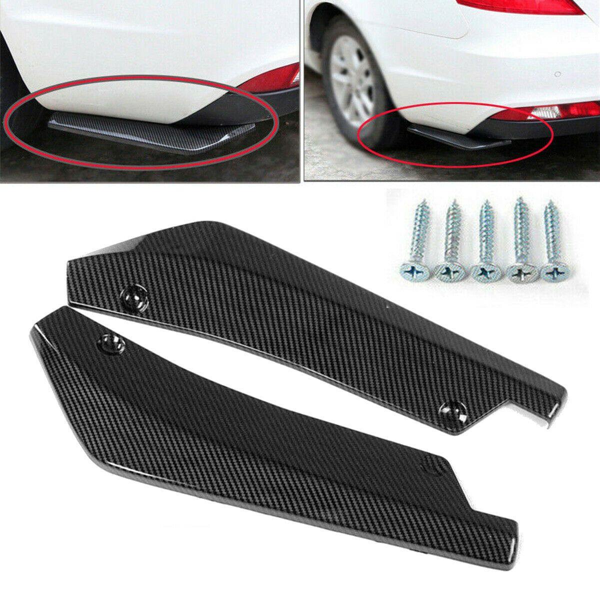 2PCS Car Auto Carbon Fiber Rear Bumper Lip Diffuser Splitter Canard Protector Top - KinglyDay