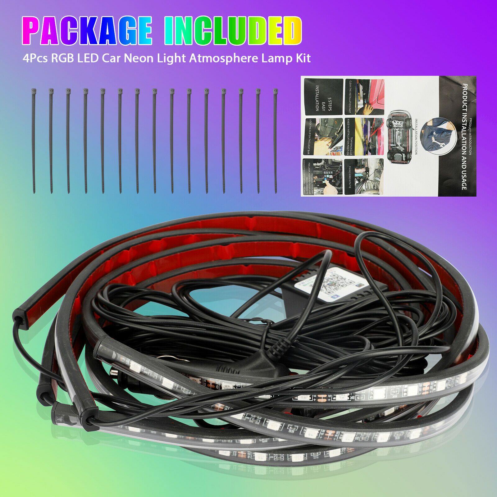 4PCS 36"/24" LED Car Interior Neno Atmosphere Strip Light Lamp APP Music Control - KinglyDay