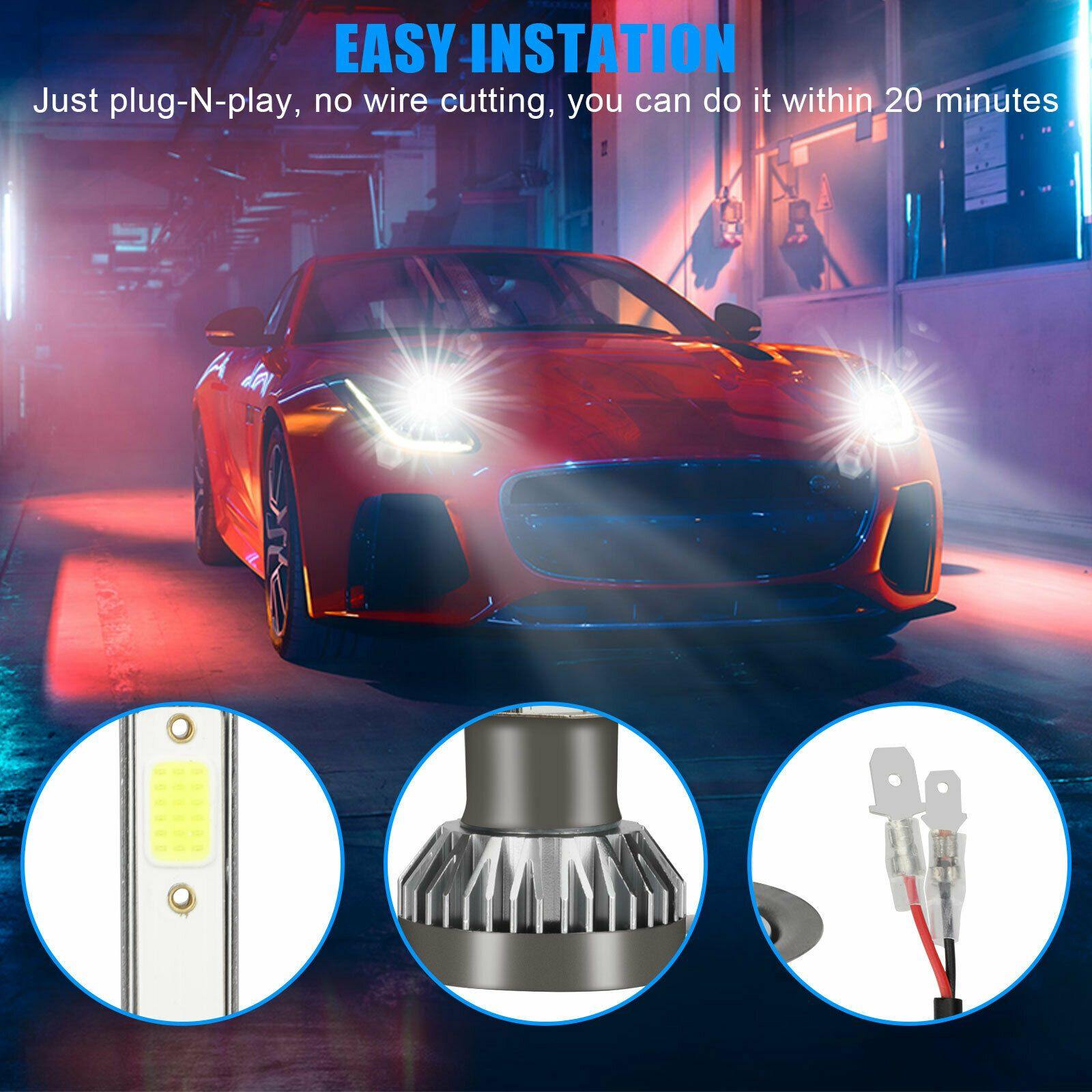 4PCS H1 LED Headlight High Low Beam Kit Fog Driving Bulbs 6000K Super Bright White - KinglyDay